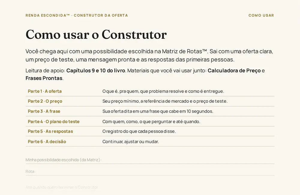 Trecho de página do material: Construtor da Oferta Inicial™, Como usar