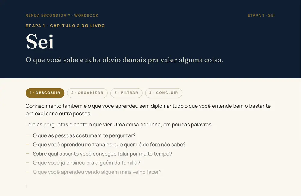 Trecho de página do material: Workbook, Etapa 1 · Sei